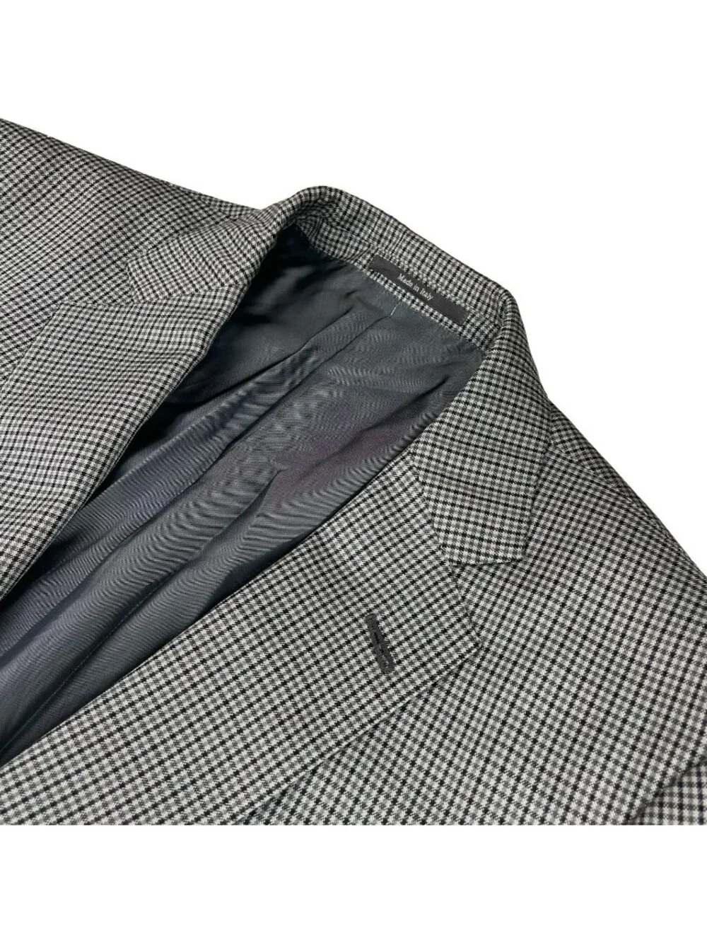 Ermenegildo Zegna Men’s Wool/Silk 2-Button Blazer Gray Plaid • Italy • 44R US